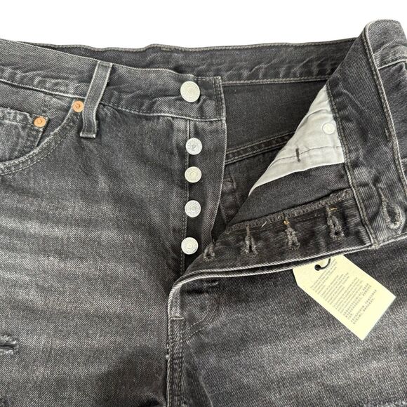 Levi’s Premium 501 High Rise Cutoff‎ Shorts Washed Black Button Fly NWT Size 32 - Picture 2 of 13